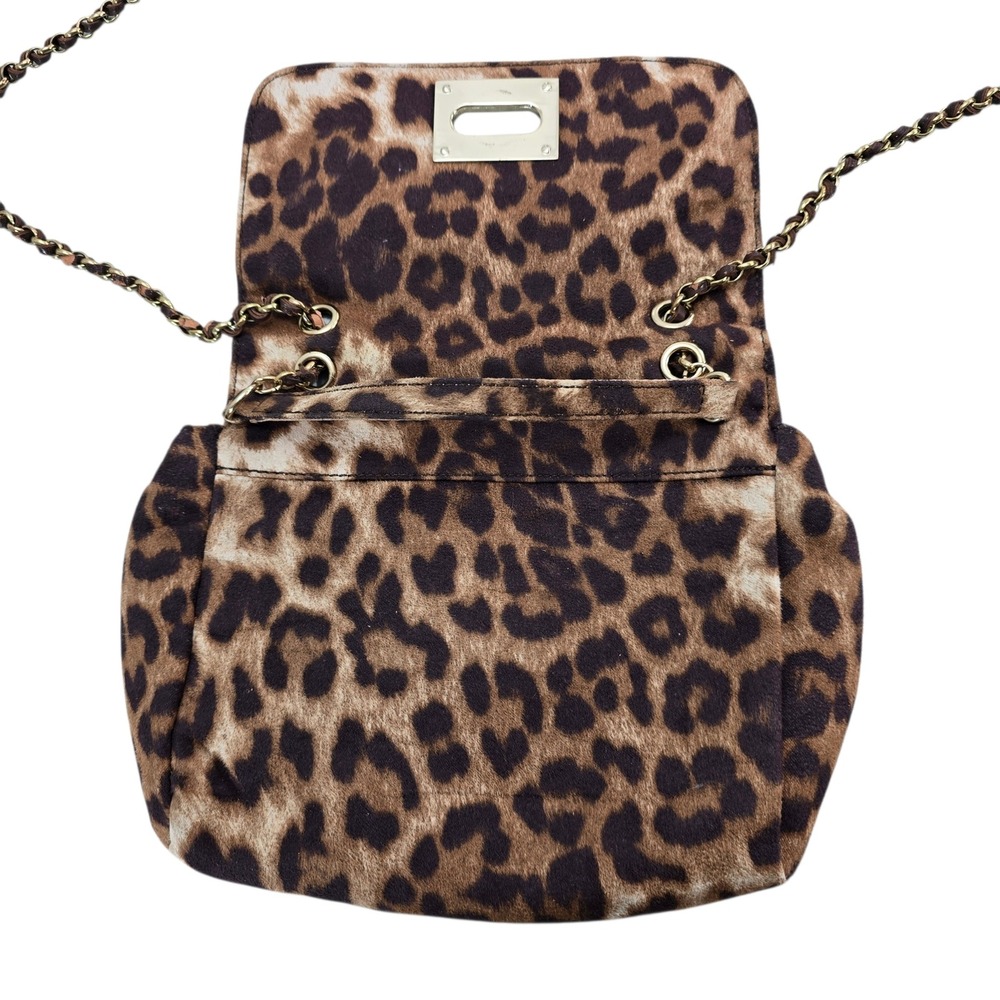 Chico's Leopard Print Crossbody Bag Brown Gold Chain Turnlock Classic Chic OS - Picture 2 of 12